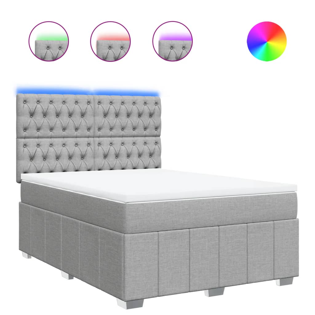 Krevet box spring s madracem svjetlosiva 160x200 cm tkanina