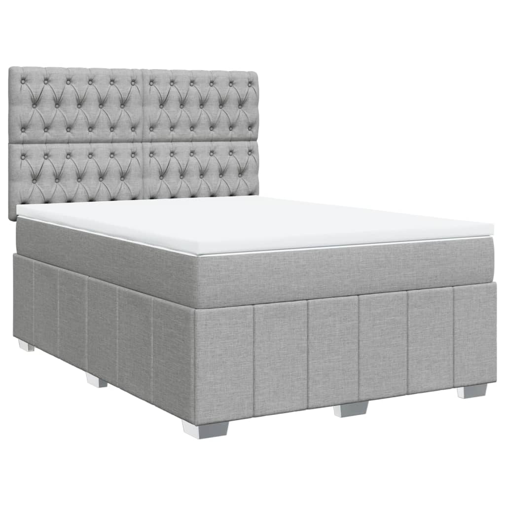 Krevet box spring s madracem svjetlosiva 160x200 cm tkanina