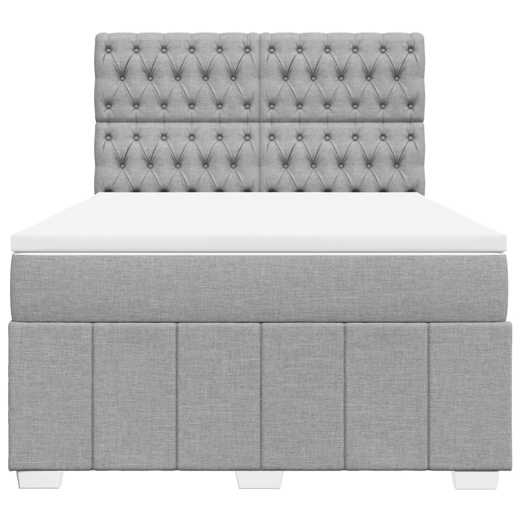 Krevet box spring s madracem svjetlosiva 160x200 cm tkanina