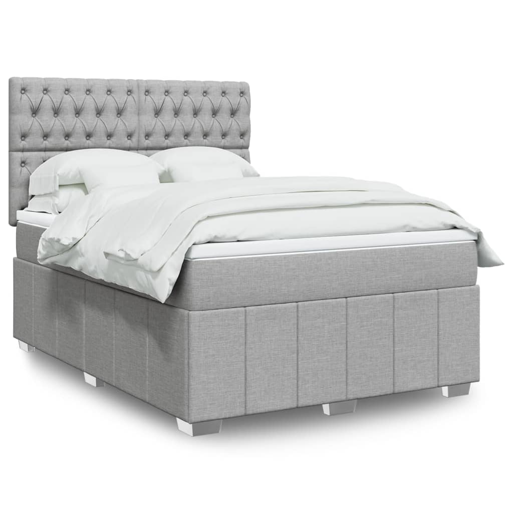 Krevet box spring s madracem svjetlosiva 160x200 cm tkanina