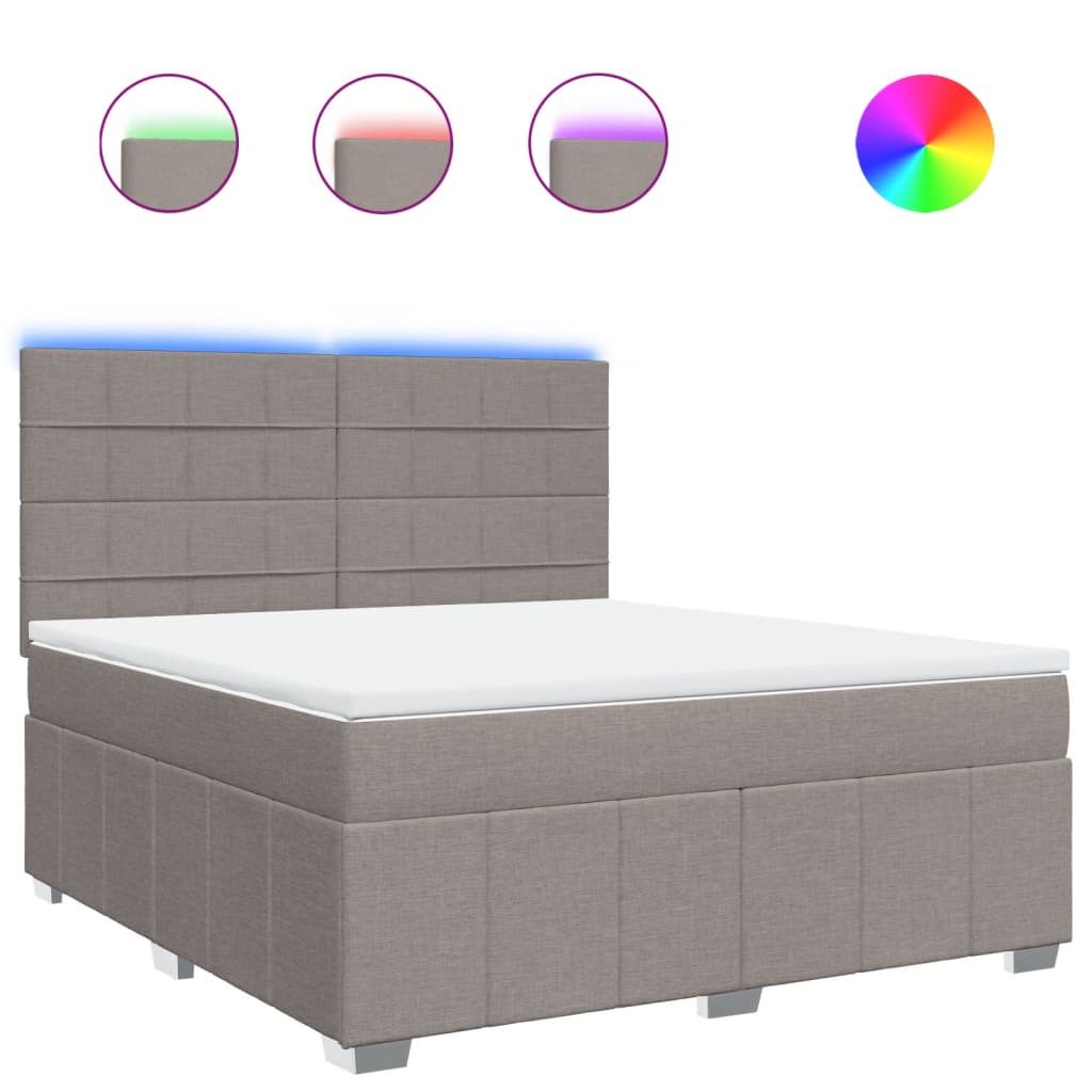Krevet s oprugama i madracem smeđesivi 180x200 cm tkanina