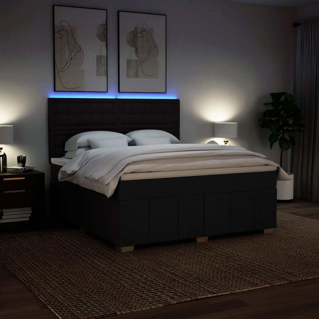Krevet s oprugama i madracem crni 180x200 cm od tkanine