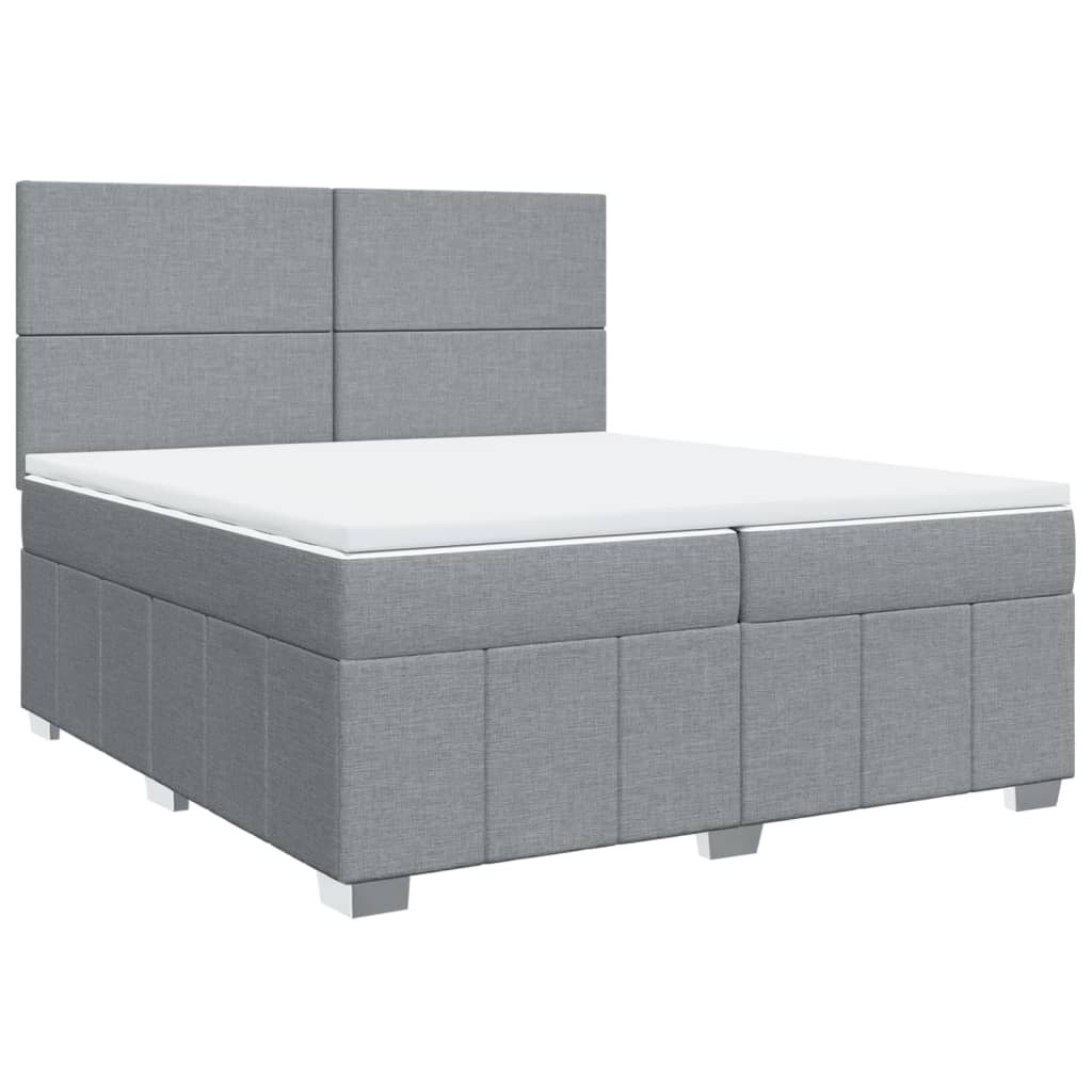 Krevet s oprugama i madracem svjetlosivi 200 x 200cm od tkanine