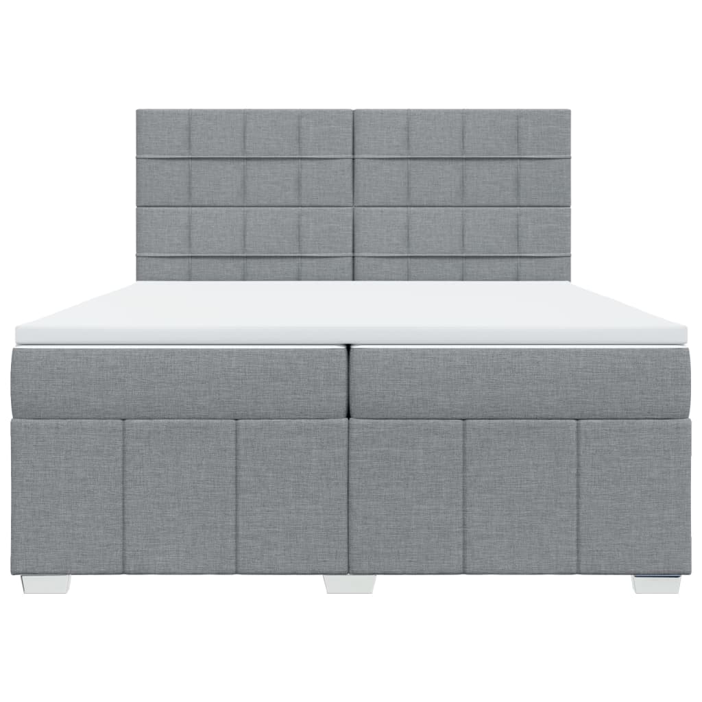 Krevet s oprugama i madracem svjetlosivi 200 x 200cm od tkanine