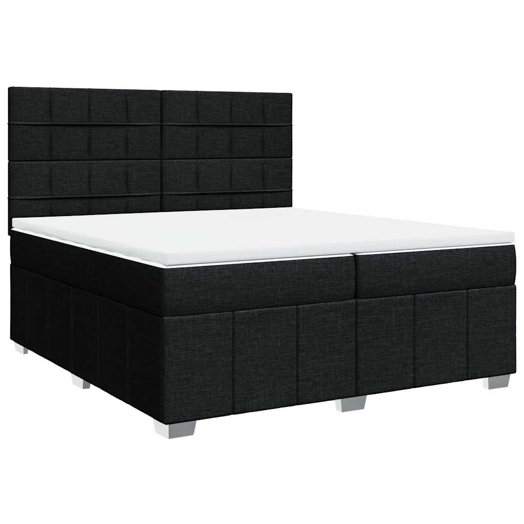 Krevet s oprugama i madracem crni 200x200 cm od tkanine