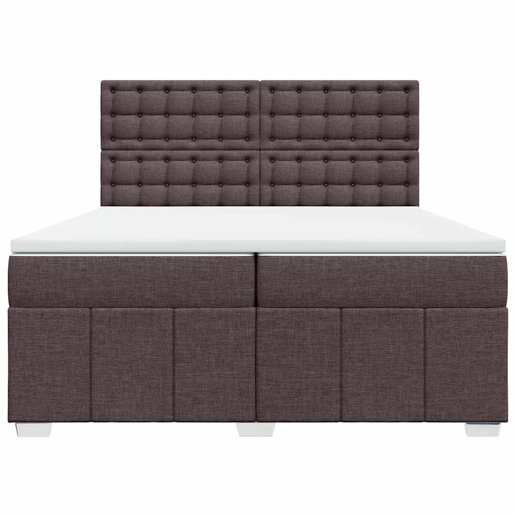 Krevet s oprugama i madracem tamnosmeđi 200x200 cm od tkanine
