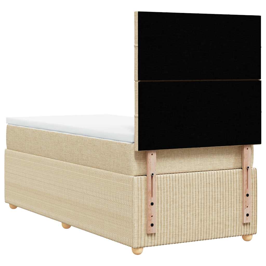 Krevet s oprugama i madracem krem 90 x 190 cm od tkanine