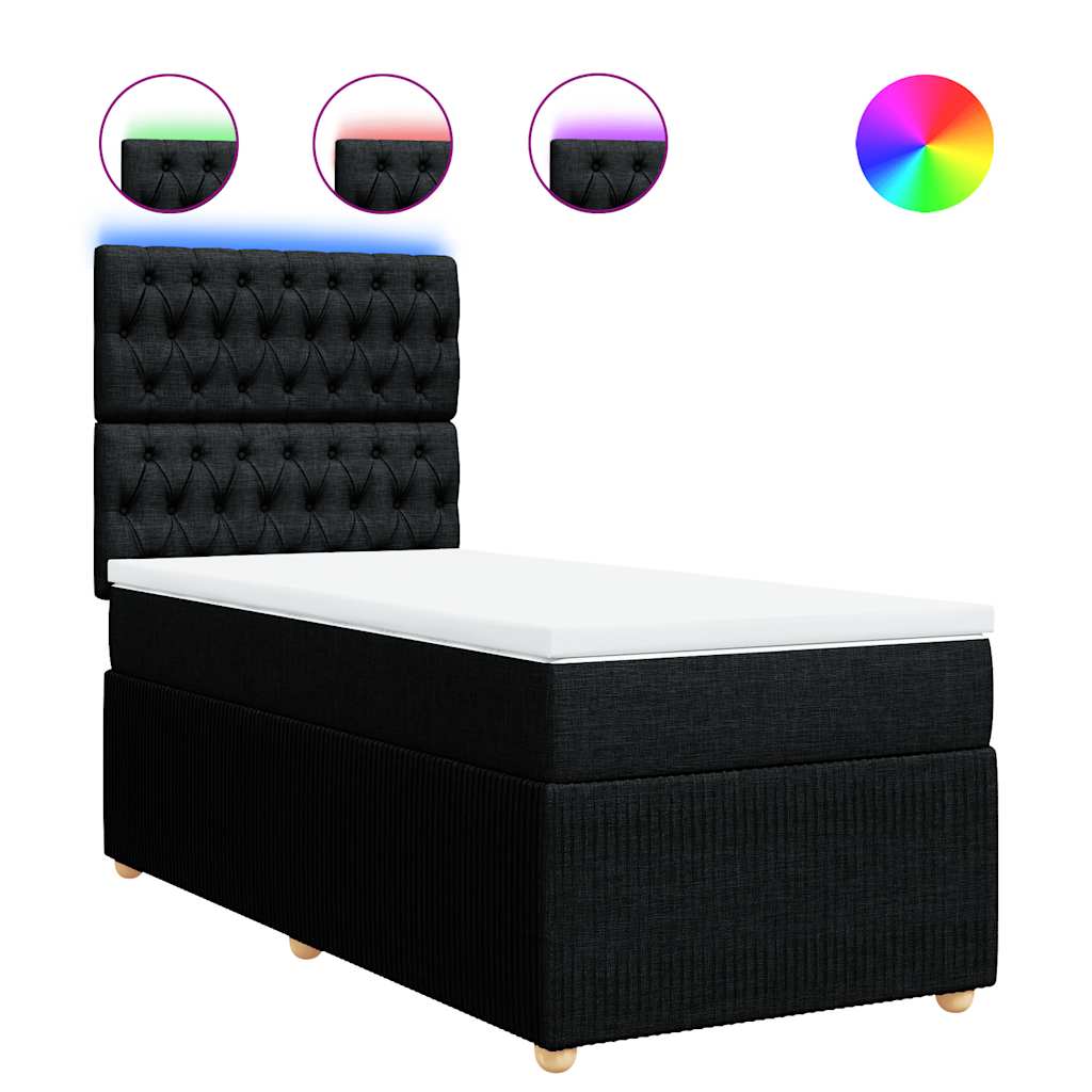 Box spring krevet s madracem crni 90x190 cm od tkanine