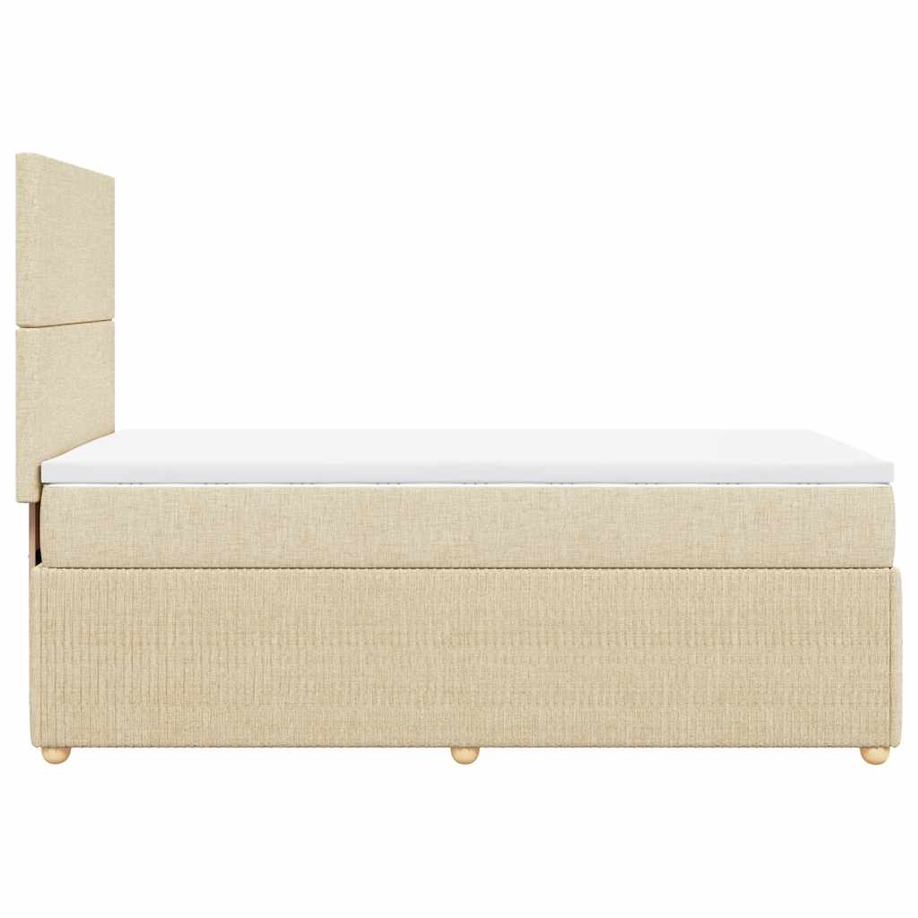 Krevet s oprugama i madracem krem 90 x 200 cm od tkanine