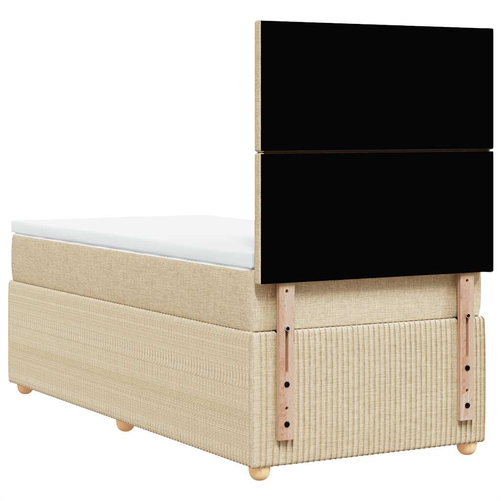 Krevet s oprugama i madracem krem 90 x 200 cm od tkanine