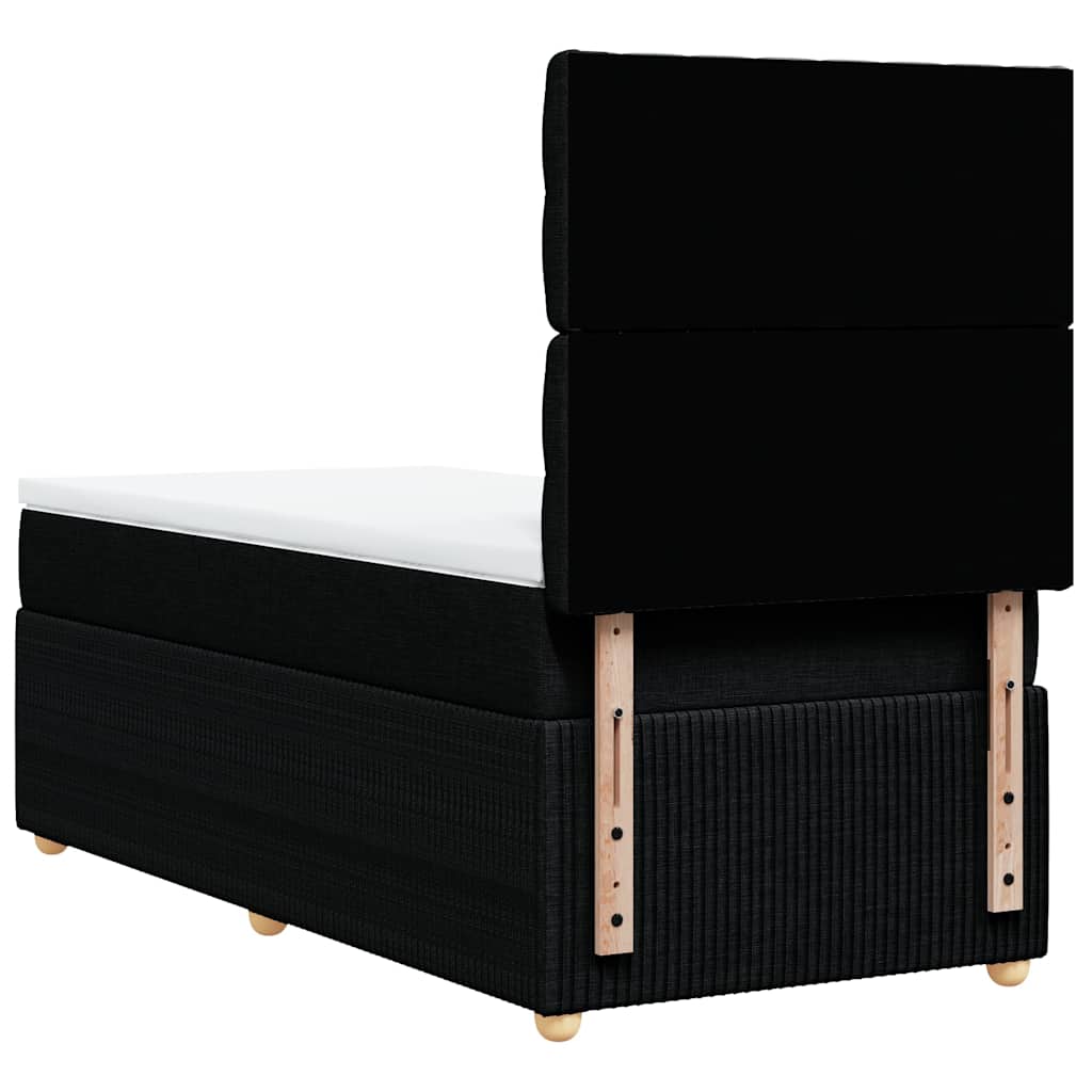 Krevet s oprugama i madracem crni 90x200 cm od tkanine