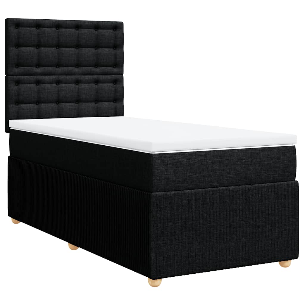 Krevet s oprugama i madracem crni 90x200 cm od tkanine