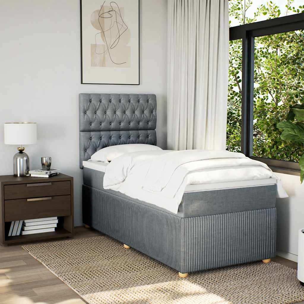 Krevet s oprugama i madracem svjetlosivi 100x200 cm od tkanine
