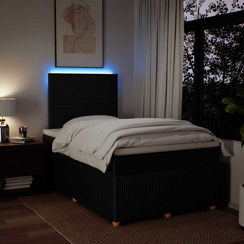 Krevet box spring s madracem crni 120 x 190 cm od tkanine