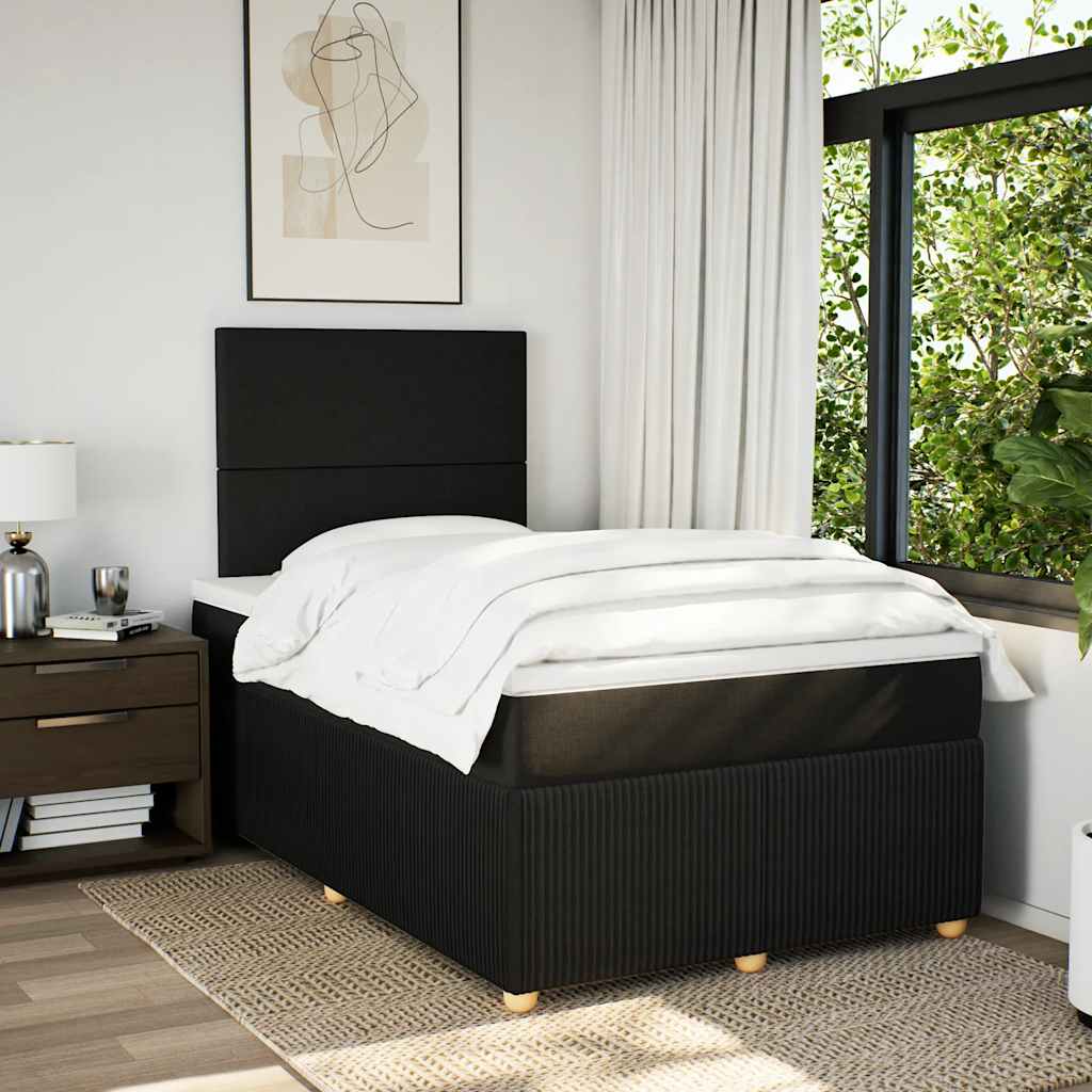 Krevet box spring s madracem crni 120 x 190 cm od tkanine