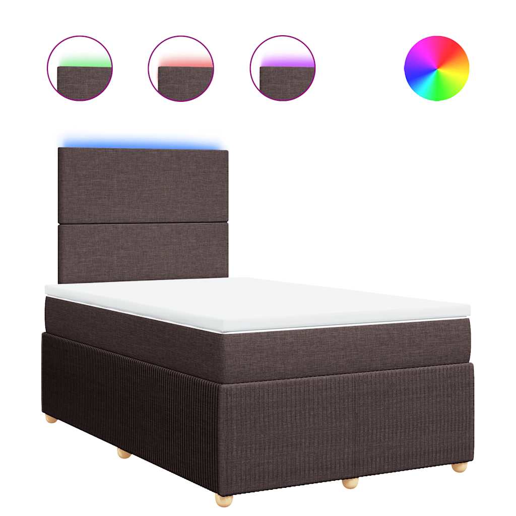Krevet box spring s madracem tamnosmeđi 120 x 190 cm od tkanine