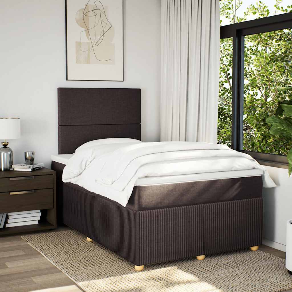Krevet box spring s madracem tamnosmeđi 120 x 190 cm od tkanine