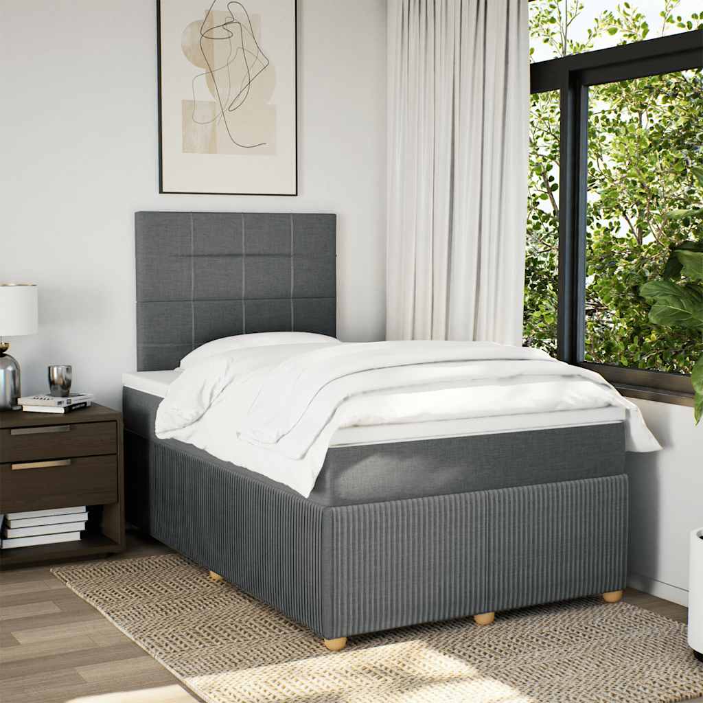 Krevet box spring s madracem tamnosivi 120 x 190 cm tkanina