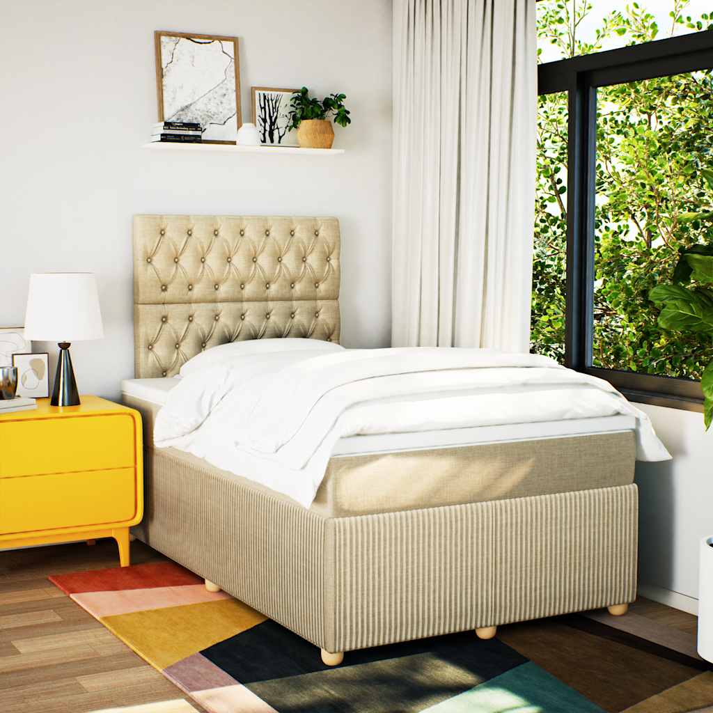 Krevet box spring s madracem krem 120 x 190 cm od tkanine