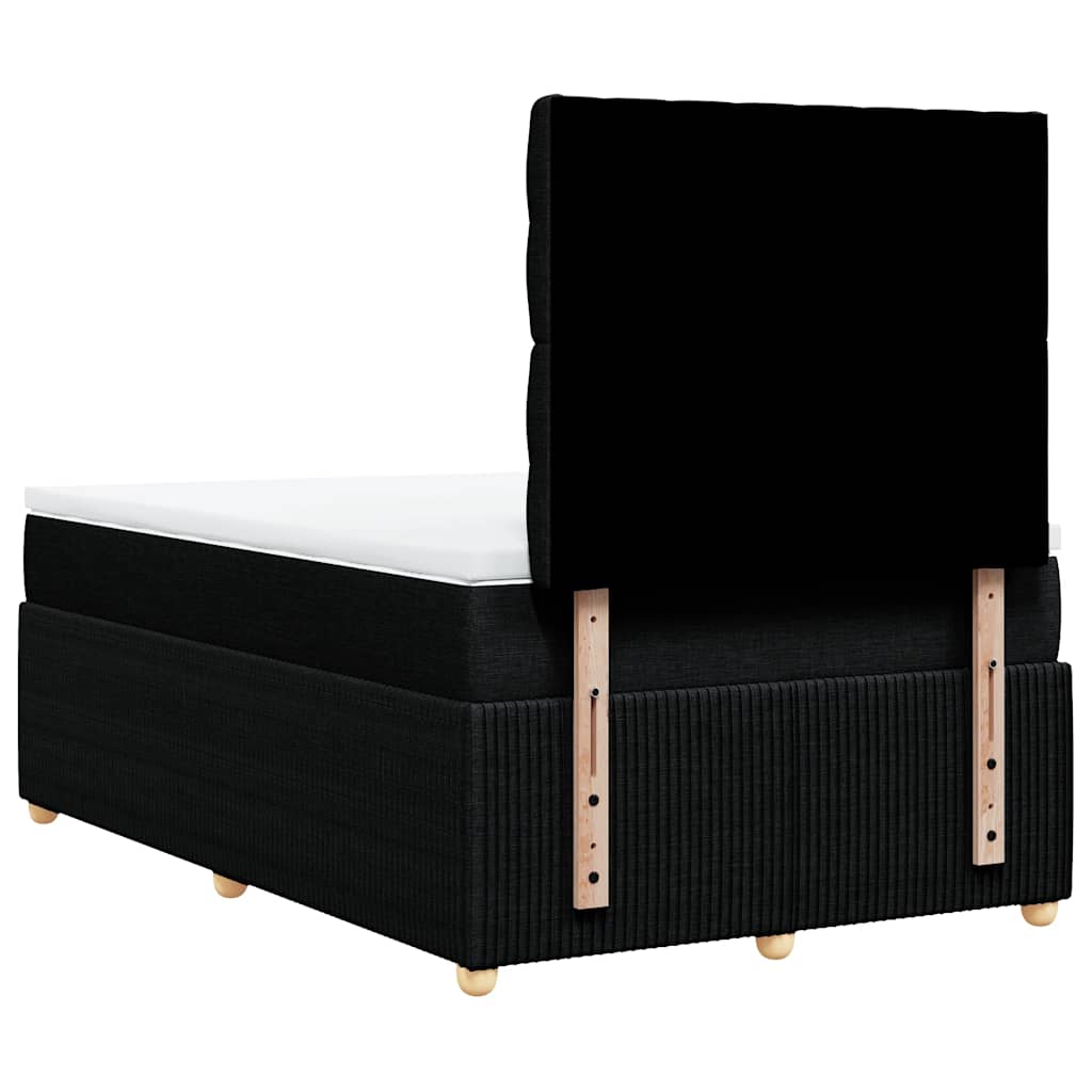Krevet s oprugama i madracem crni 120 x 200cm od tkanine