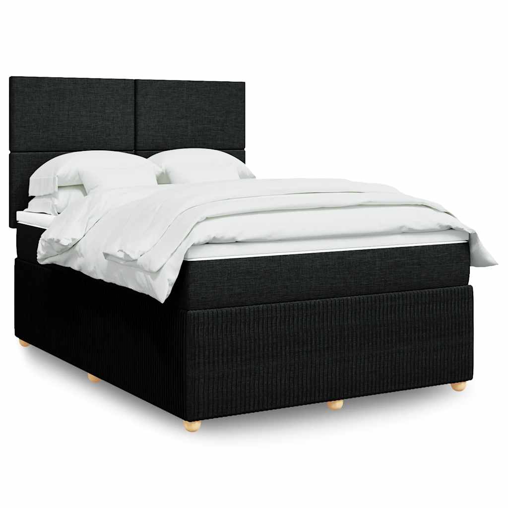 Krevet s oprugama i madracem crni 140 x 190 cm od tkanine