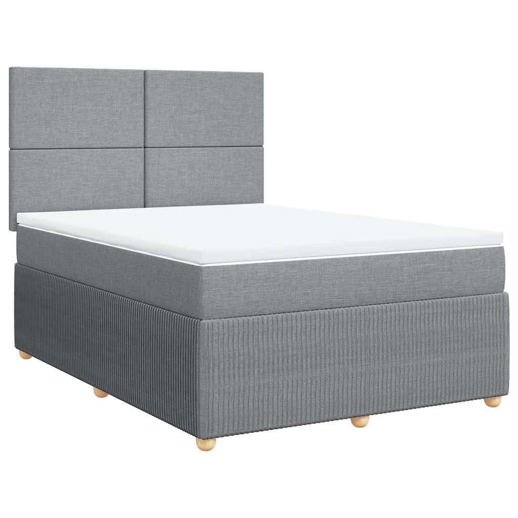 Krevet box spring s madracem svjetlosivi 140x200 cm od tkanine