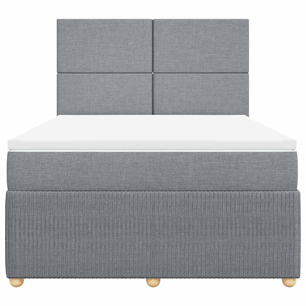 Krevet box spring s madracem svjetlosivi 140x200 cm od tkanine