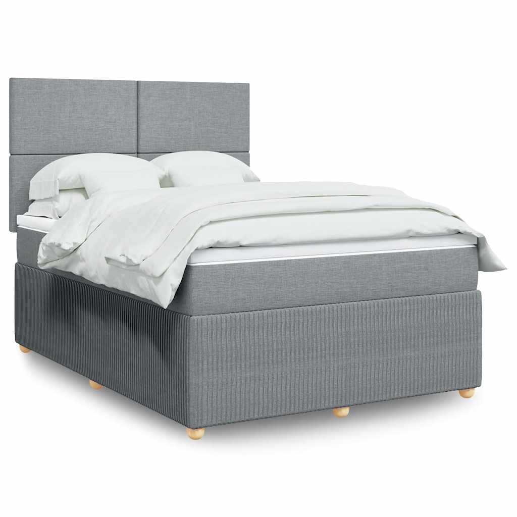 Krevet box spring s madracem svjetlosivi 140x200 cm od tkanine