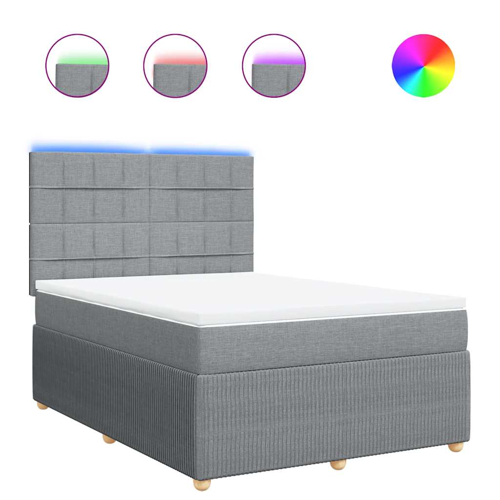 Krevet box spring s madracem svjetlosivi 140x200 cm od tkanine