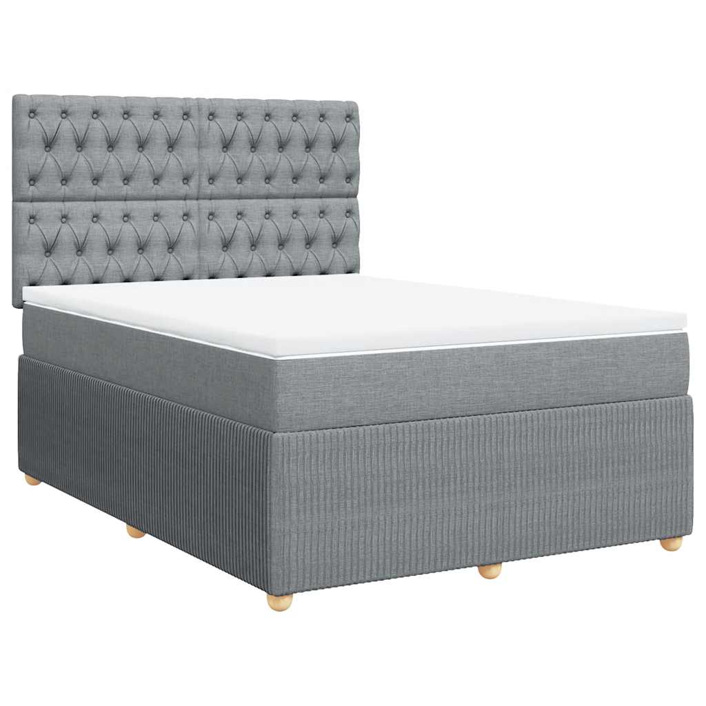 Krevet box spring s madracem svjetlosivi 140x200 cm od tkanine