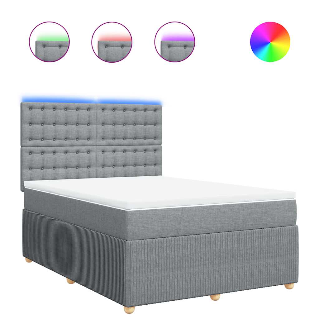 Krevet box spring s madracem svjetlosivi 140x200 cm od tkanine