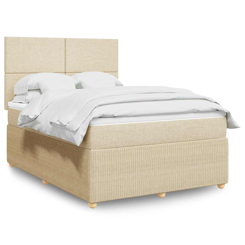 Krevet s oprugama i madracem krem 160x200 cm od tkanine