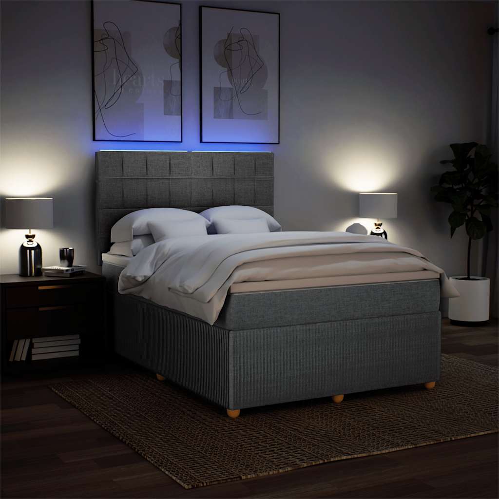 Krevet box spring s madracem svjetlosiva 160x200 cm tkanina