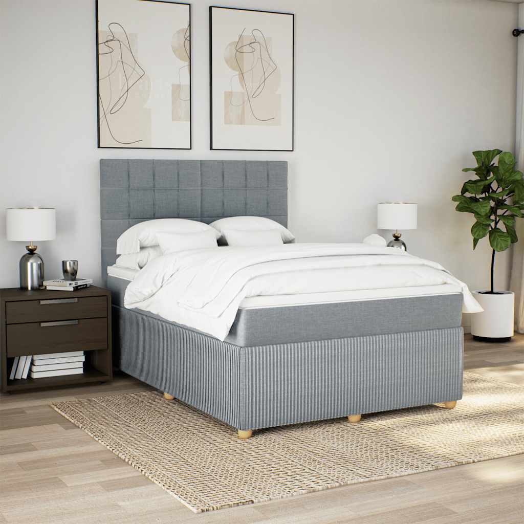 Krevet box spring s madracem svjetlosiva 160x200 cm tkanina
