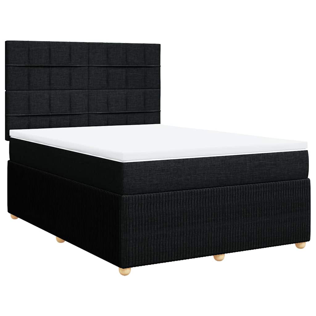 Krevet s oprugama i madracem crni 160x200 cm od tkanine