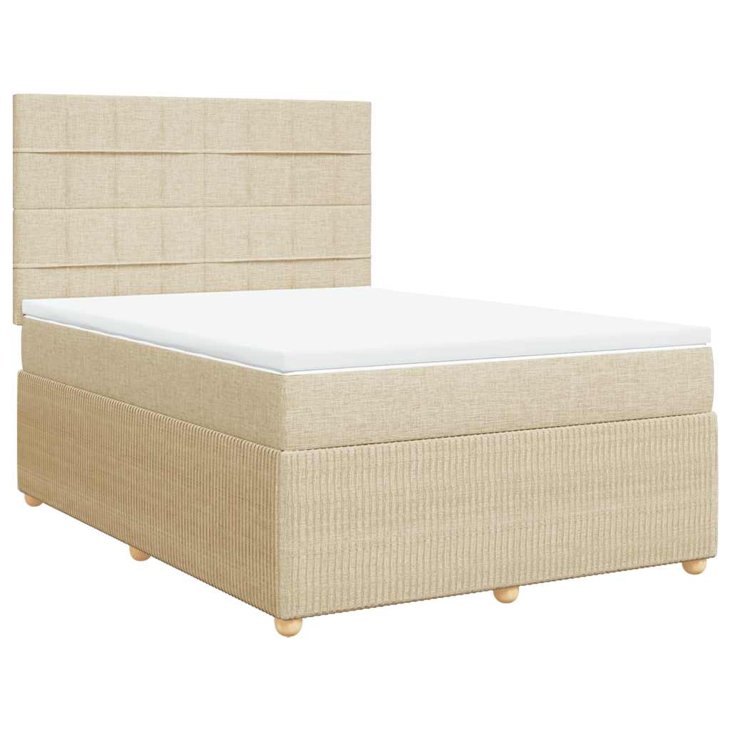 Krevet s oprugama i madracem krem 160x200 cm od tkanine