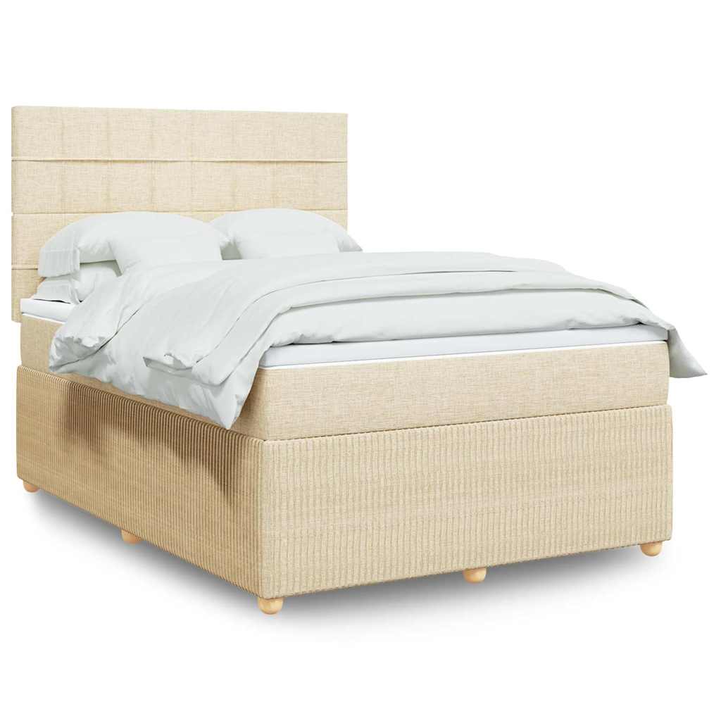 Krevet s oprugama i madracem krem 160x200 cm od tkanine