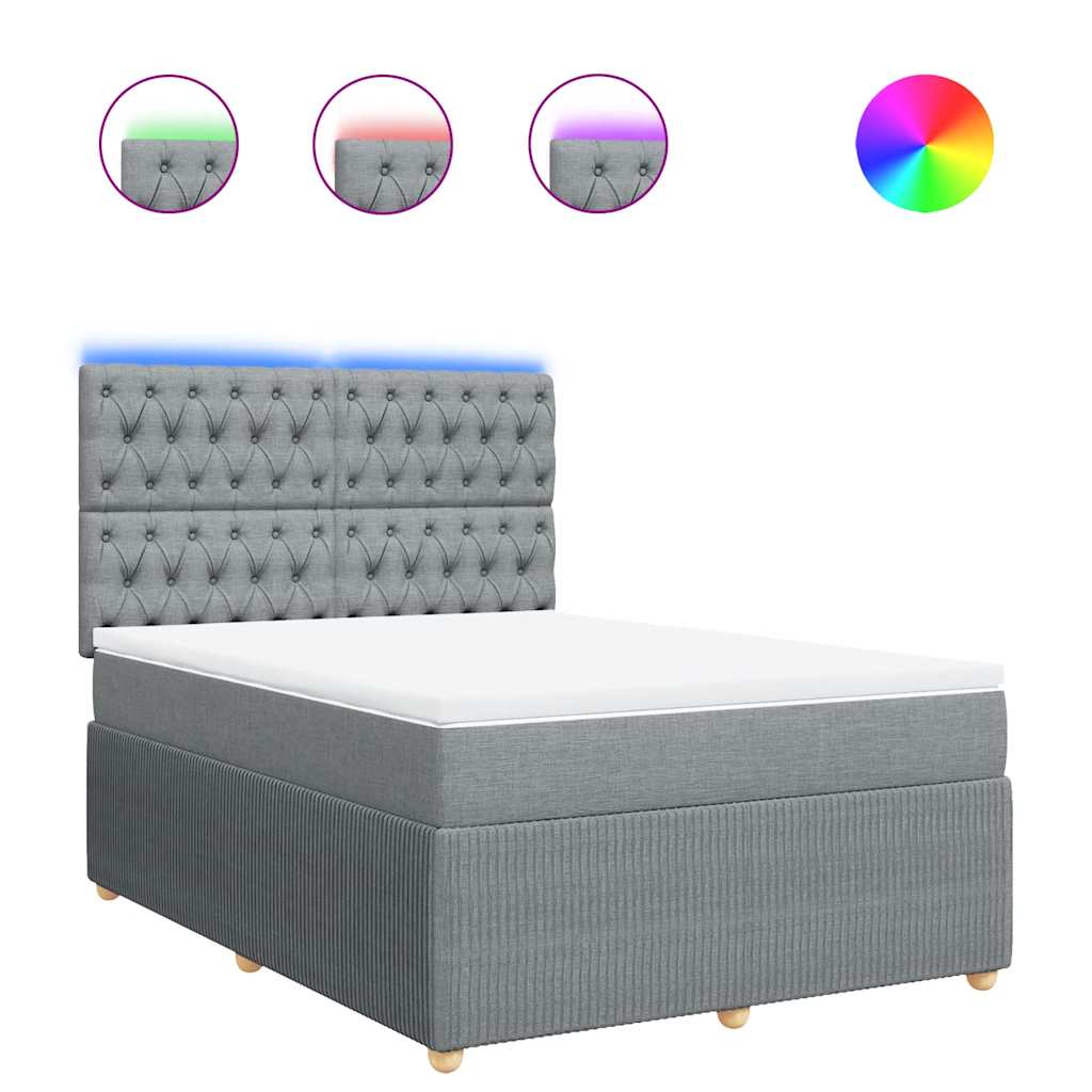 Krevet box spring s madracem svjetlosiva 160x200 cm tkanina