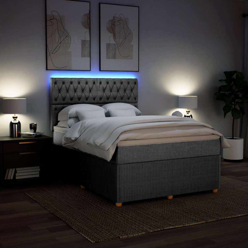 Krevet box spring s madracem svjetlosiva 160x200 cm tkanina