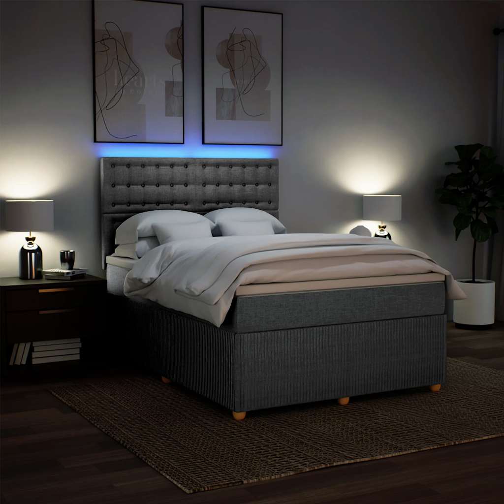 Krevet box spring s madracem svjetlosiva 160x200 cm tkanina