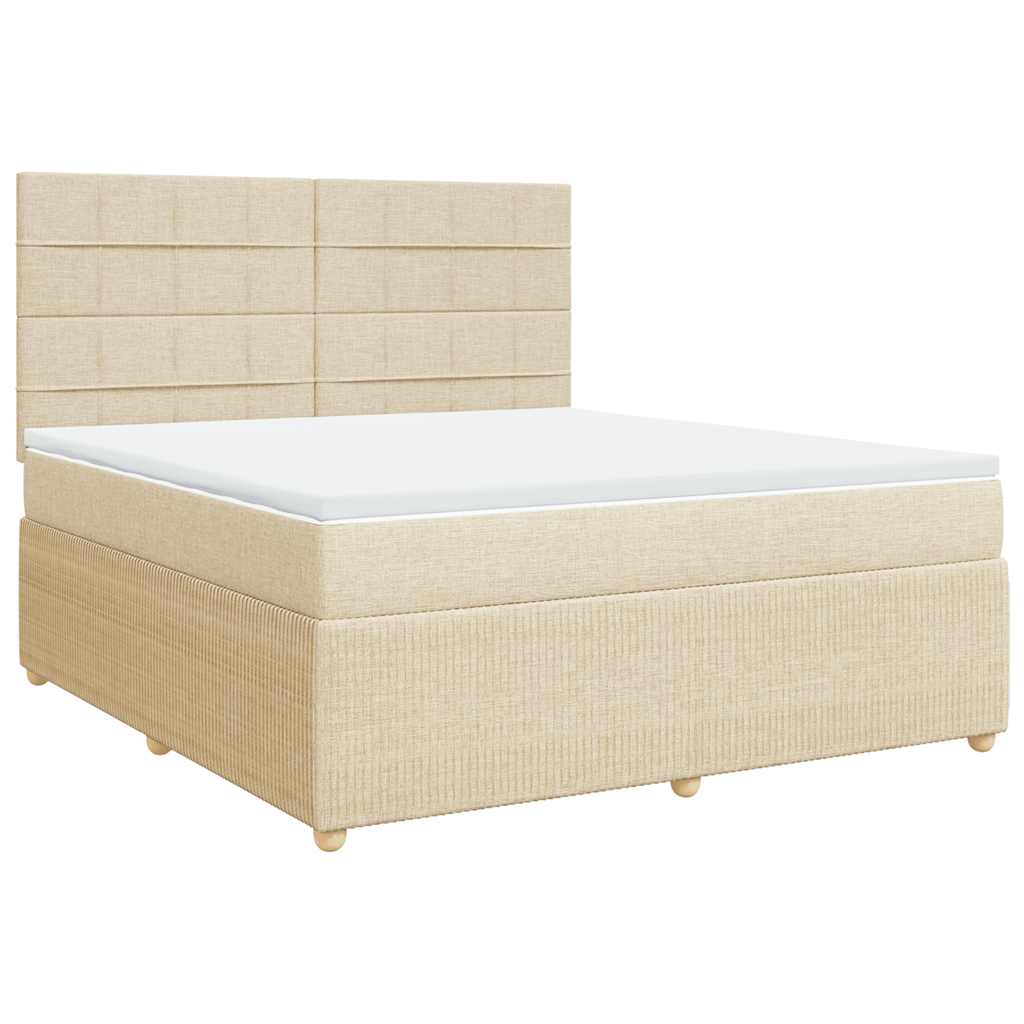 Krevet s oprugama i madracem krem 180x200 cm od tkanine