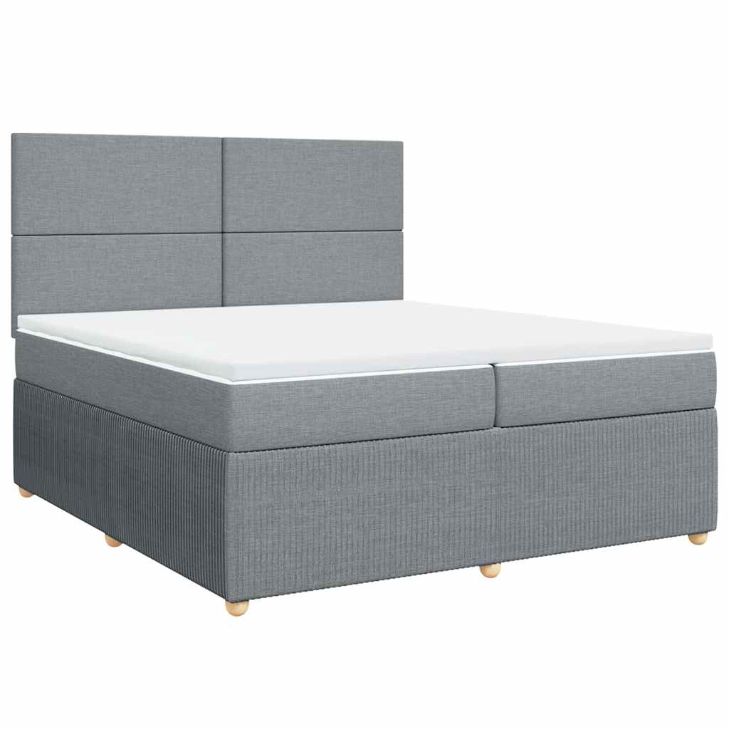 Krevet s oprugama i madracem svjetlosivi 200 x 200cm od tkanine