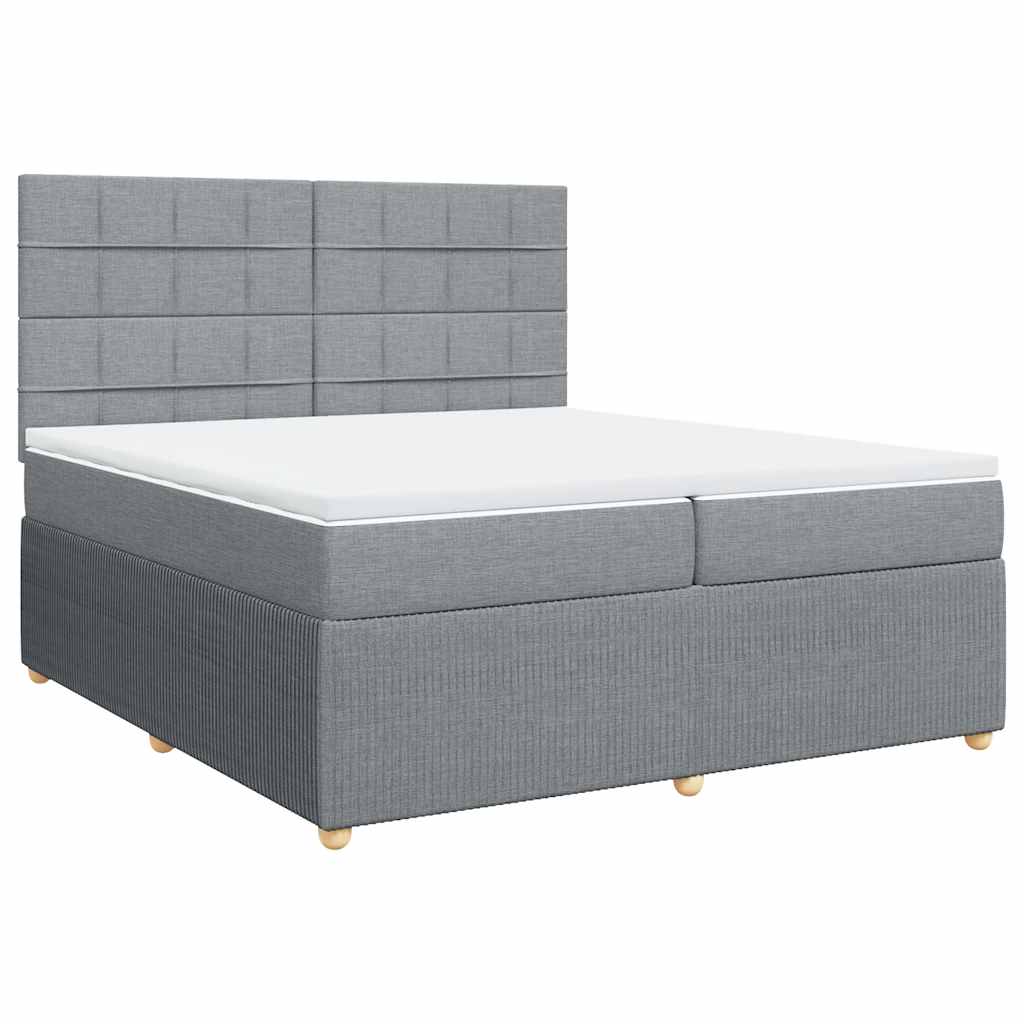 Krevet s oprugama i madracem svjetlosivi 200 x 200cm od tkanine
