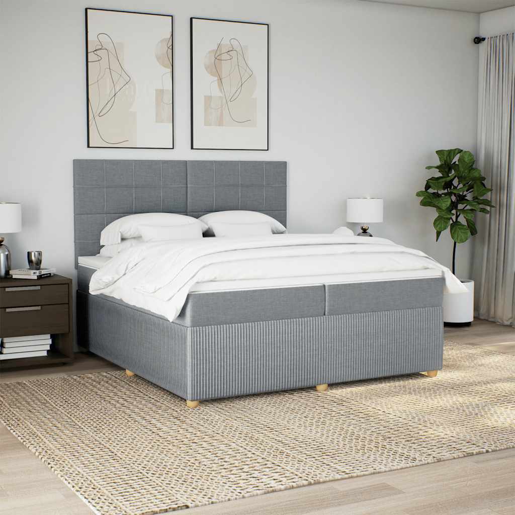 Krevet s oprugama i madracem svjetlosivi 200 x 200cm od tkanine