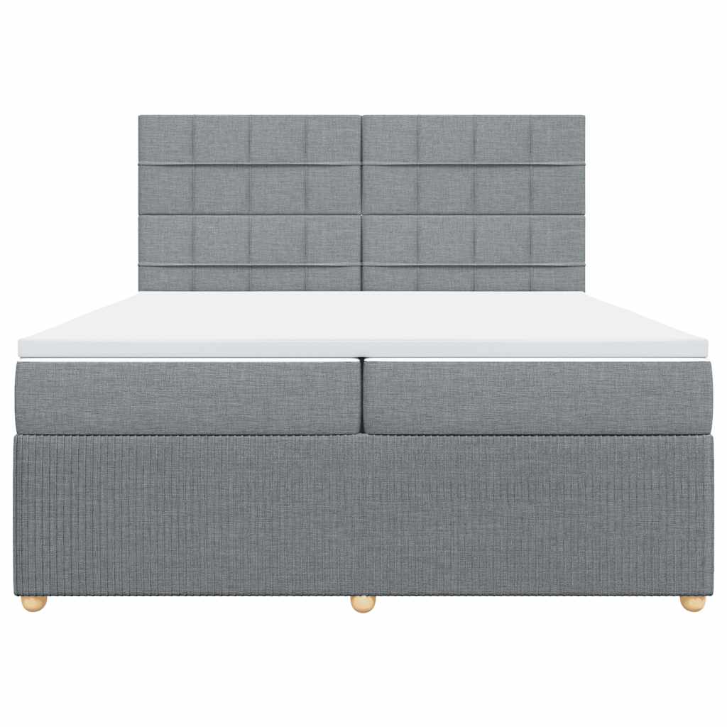 Krevet s oprugama i madracem svjetlosivi 200 x 200cm od tkanine