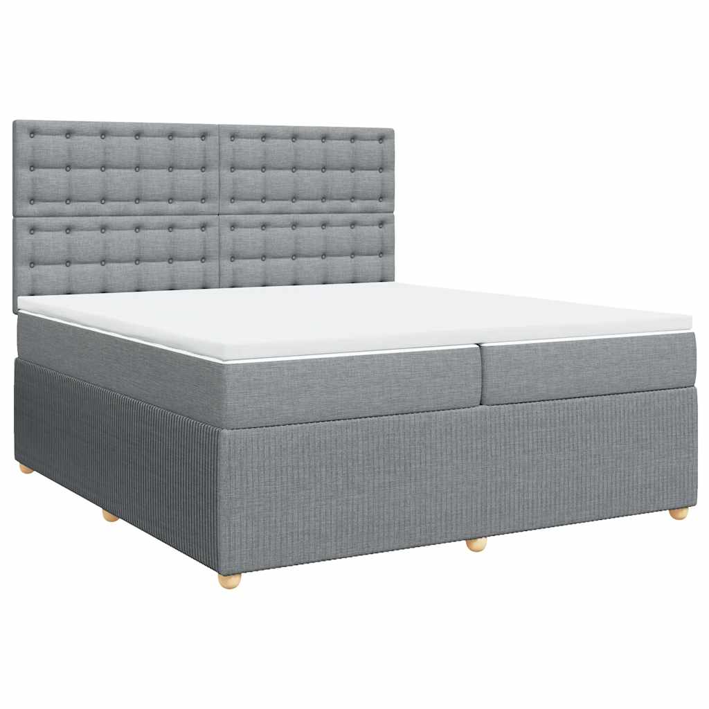 Krevet s oprugama i madracem svjetlosivi 200 x 200cm od tkanine