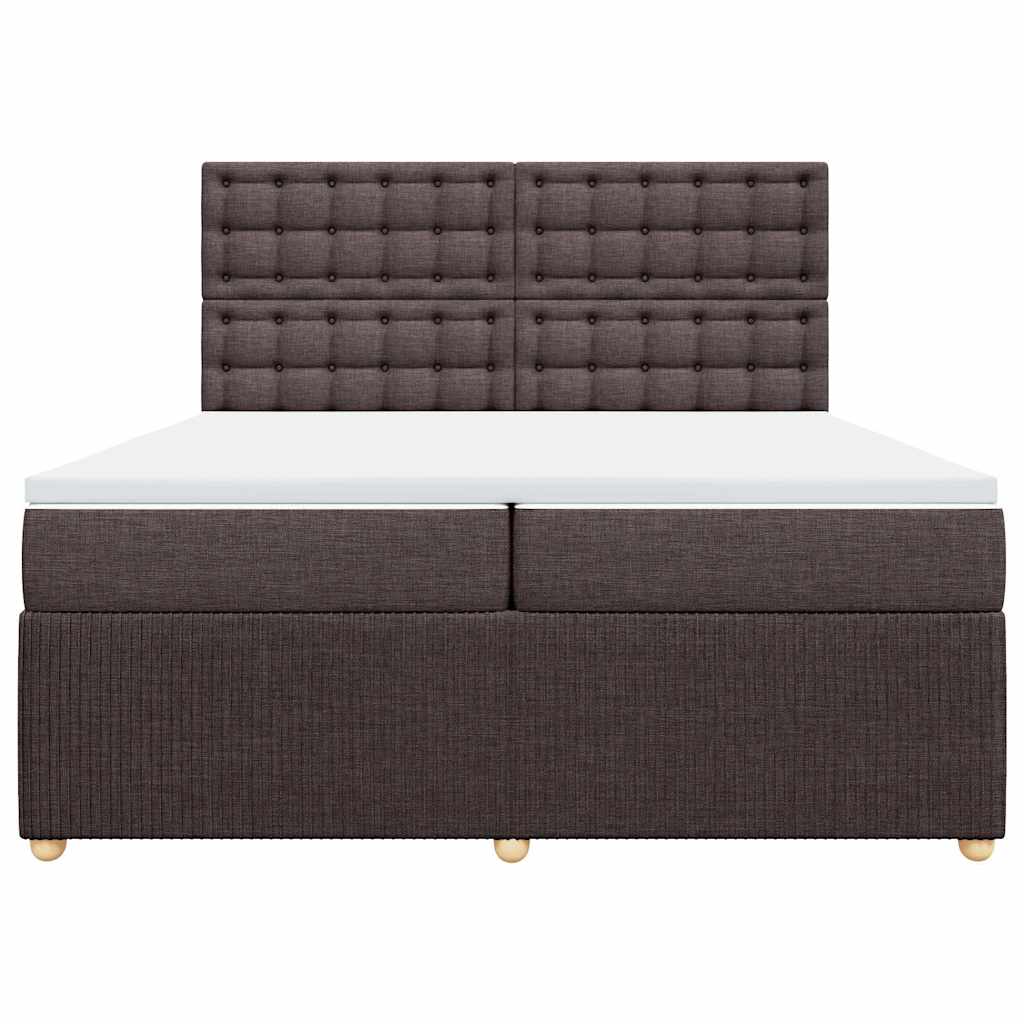 Krevet s oprugama i madracem tamnosmeđi 200x200 cm od tkanine