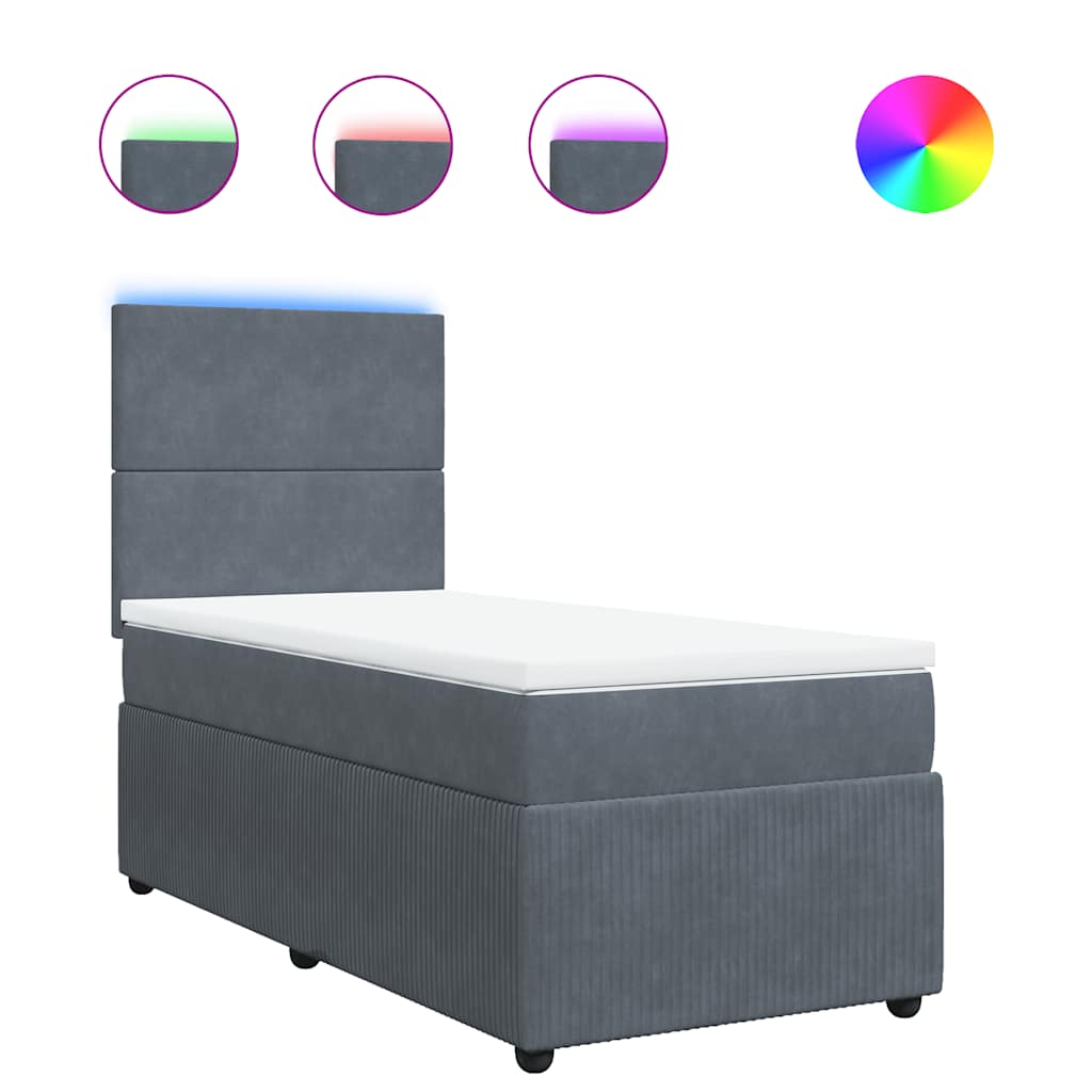 Box spring krevet s madracem tamnosivi 80 x 200 cm baršunasti