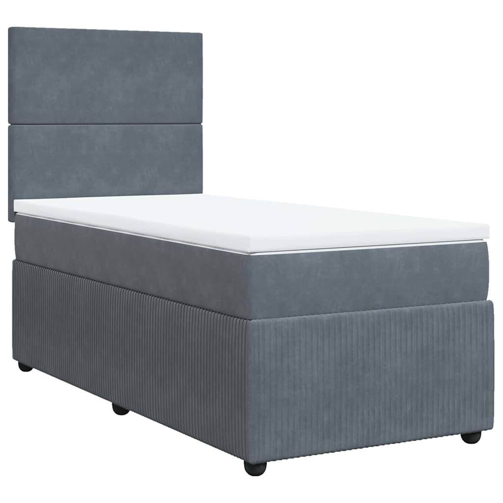 Box spring krevet s madracem tamnosivi 80 x 200 cm baršunasti