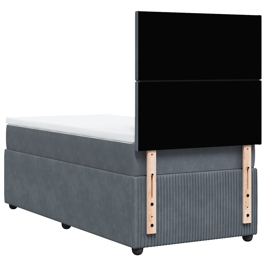 Box spring krevet s madracem tamnosivi 80 x 200 cm baršunasti